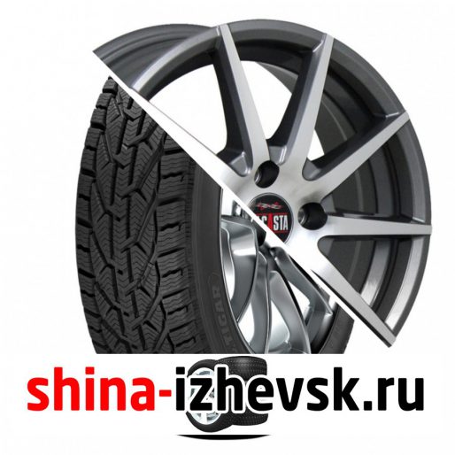 Колесо в сборе Tigar Winter 185/60 R15 T 88 + Alcasta M53 6xR15 5×100 ET38 DIA57.1 Насыщенный темно-серый полностью полированный в Ижевске